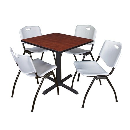 Cain Cain Square Table & Chair Set, Wood, Metal, Plastic Top, Cherry TB3030CH47GY